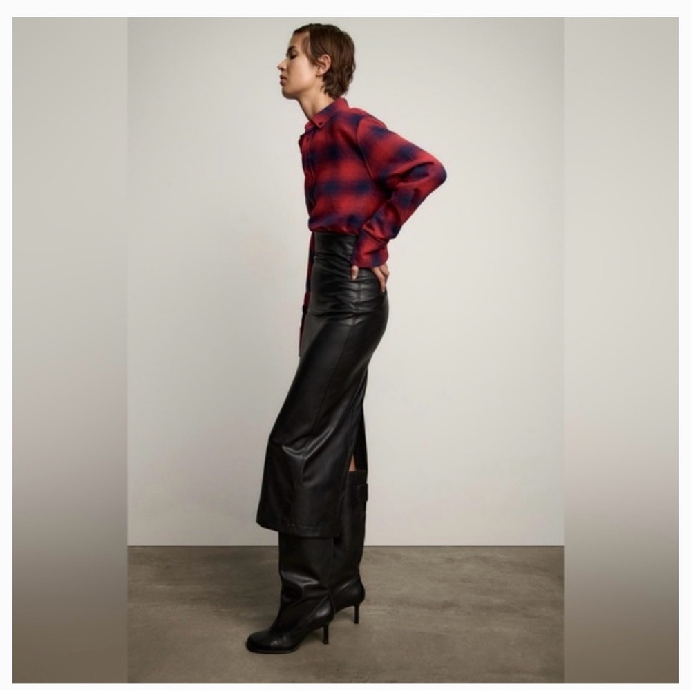 Zara FAUX LEATHER SLIT SKIRT ZW COLLECTION